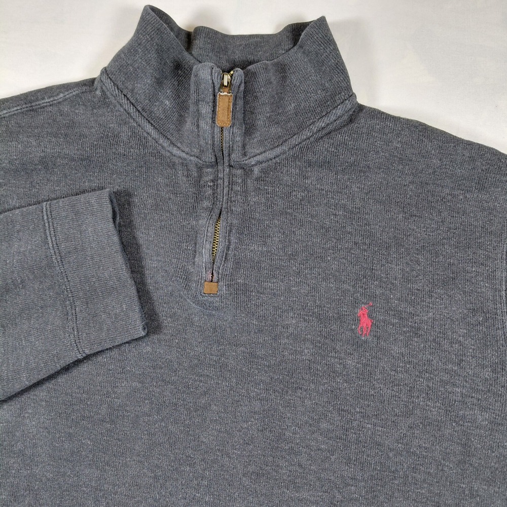 Polo‎ Ralph Lauren 1/4 Zip Mock Neck Pullover Sweatshirt Mens XXL 2XL Red Pony